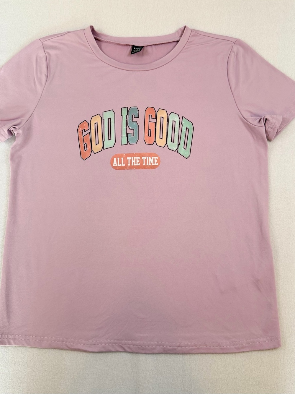 SHEIN Purple Short-Sleeve 'God Is Good' Graphic Tee